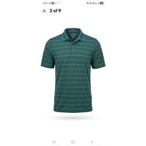 Champion DUO DRY Breathable Lightweight Striped Polo Men's Shirt XL Teal Green